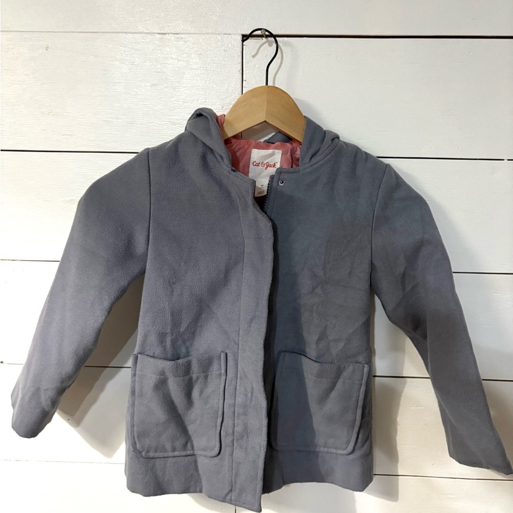 Cat & Jack Gray Bunny Hooded Jacket with Ears & Tail Toddler 5T - Picture 2 of 5